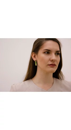 Kinga Horányi: IKIIKI ezüst fülbevaló / zöld pálcika