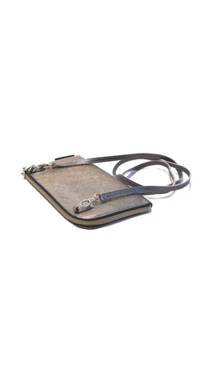 Artista: Aranybarna bőr clutch, szíjjal
