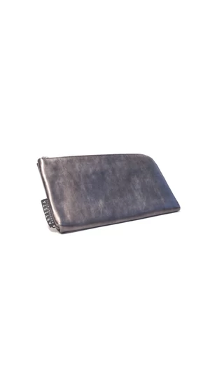 Artista: Ezüstösfekete bőr clutch, szíjjal