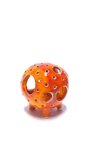 Kiss Gabi: Gömb mécses n2 / Raku kerámia / magasság 11 cm