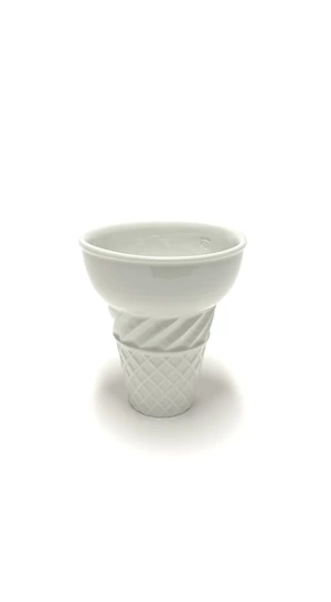 Knetik Dóra: Porcelán fagyitölcsér fehér N1 / magasság 12cm