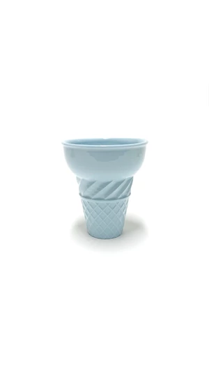 Knetik Dóra: Porcelán fagyitölcsér kék N1 / magasság 12cm