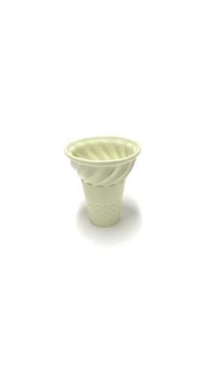 Knetik Dóra: Porcelán fagyitölcsér sárga N2 / magasság 12cm