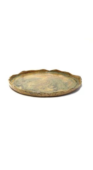 OHO CERAMICS: Nagy zöldes kerámiatál