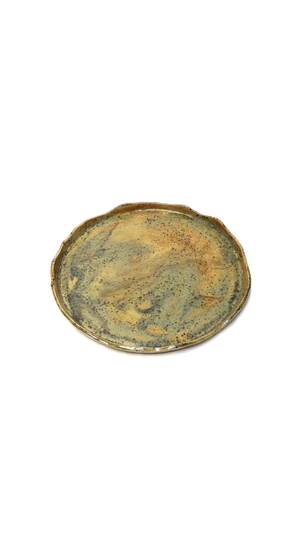 OHO CERAMICS: Nagy zöldes kerámiatál