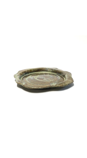 OHO CERAMICS: Fodros sötét  kerámiatál