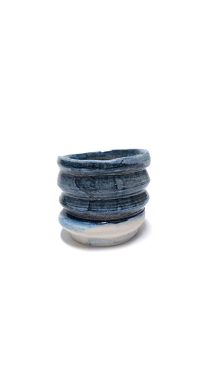 OHO CERAMICS: Recés kék váza