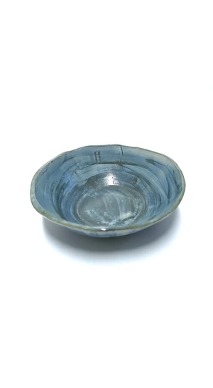 OHO CERAMICS: Kék csíkos tál
