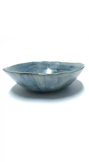 OHO CERAMICS: Kék csíkos tál