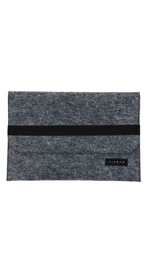 VIENTO: Sötétszürke filc laptoptáska fekete pánttal / M méret