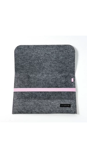 VIENTO: Sötétszürke filc laptoptáska rózsaszín pánttal / M méret