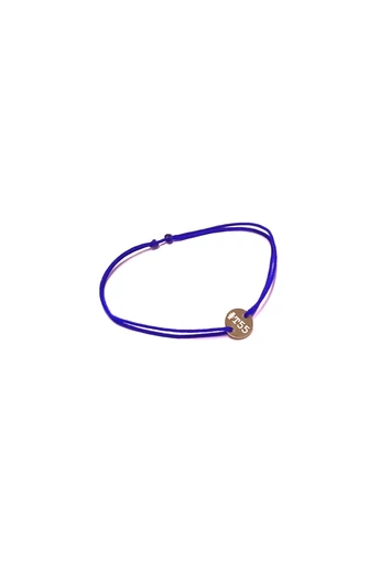 T55 - Kék zsinóros karkötő,  aranyozott kicsi medállal