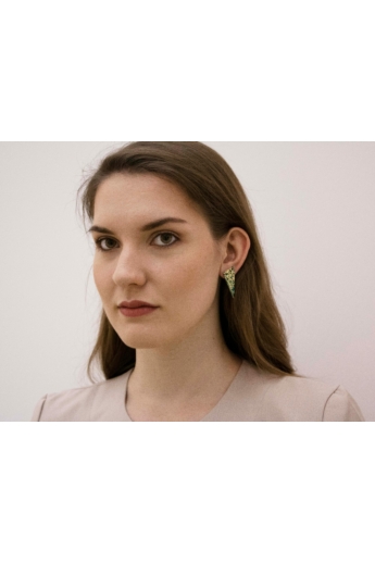 Kinga Horányi: IKIIKI ezüst fülbevaló / zöld háromszög