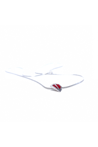 AME Creation: Sokszög piros kicsi ezüst tűzzománc medál nyaklánccal