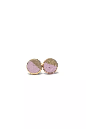 Bibeton: Rózsaszín/arany bedugós mini fülbevaló / átmérő 1cm