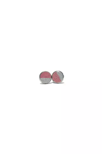 Bibeton: Bordó/ezüst bedugós mini fülbevaló / átmérő 1cm