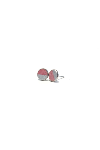 Bibeton: Bordó/ezüst bedugós mini fülbevaló / átmérő 1cm