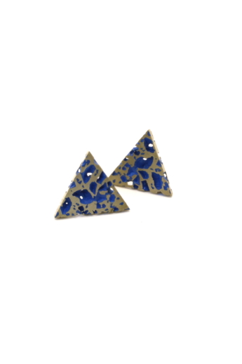 Kinga Horányi: IKIIKI ezüst fülbevaló / kék háromszög
