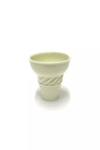Knetik Dóra: Porcelán fagyitölcsér sárga N1 / magasság 12cm