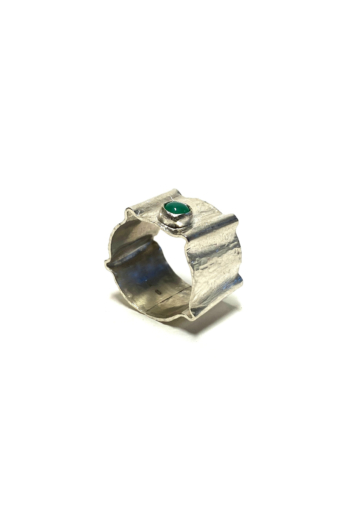 Krizokolla: Széles kalapált ezüst gyűrű