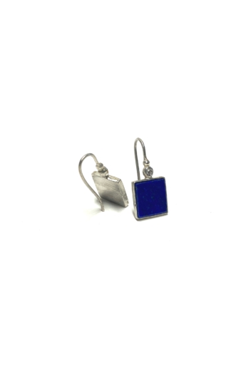 Mester Éva: Szögletes fülbevaló (kövek: lapis lazuli, cirkónia)