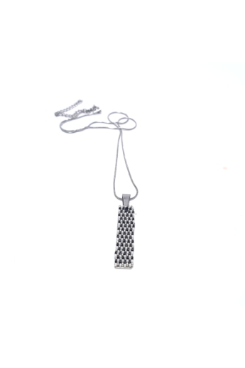 Myart: Fekete-fehér lapos-medálos üveggyöngy nyaklánc