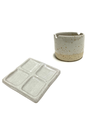 Pastel Ceramics:  Négyzet paletta és ecsettartó tálka n1 / ø 8cm