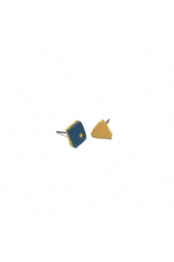 RE Jewel: Kék-sárga mini bőr fülbevaló