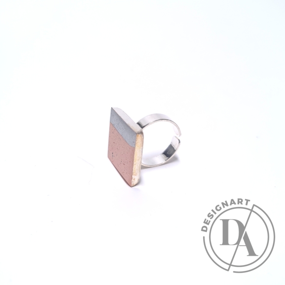 Bibeton: Pink/ezüst - állítható négyzetes gyűrű