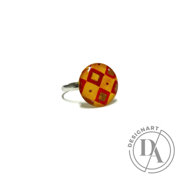 COTA: Piros kockás "Klimt" gyűrű