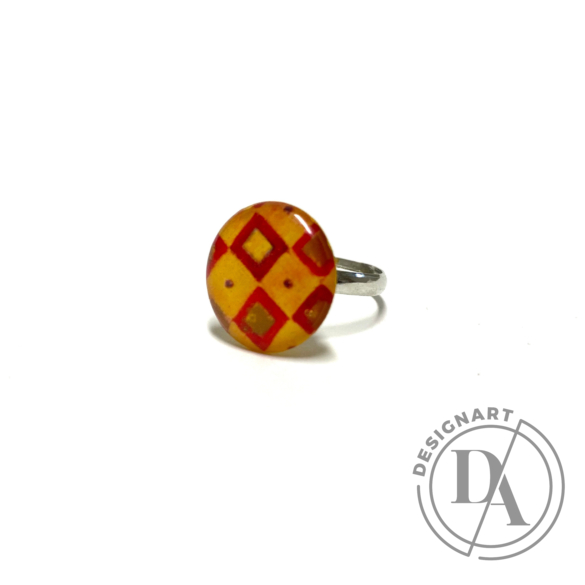 COTA: Piros kockás "Klimt" gyűrű