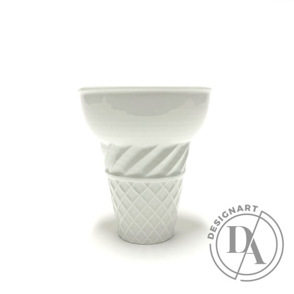 Knetik Dóra: Porcelán fagyitölcsér fehér N1 / magasság 12cm