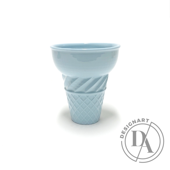 Knetik Dóra: Porcelán fagyitölcsér kék N1 / magasság 12cm