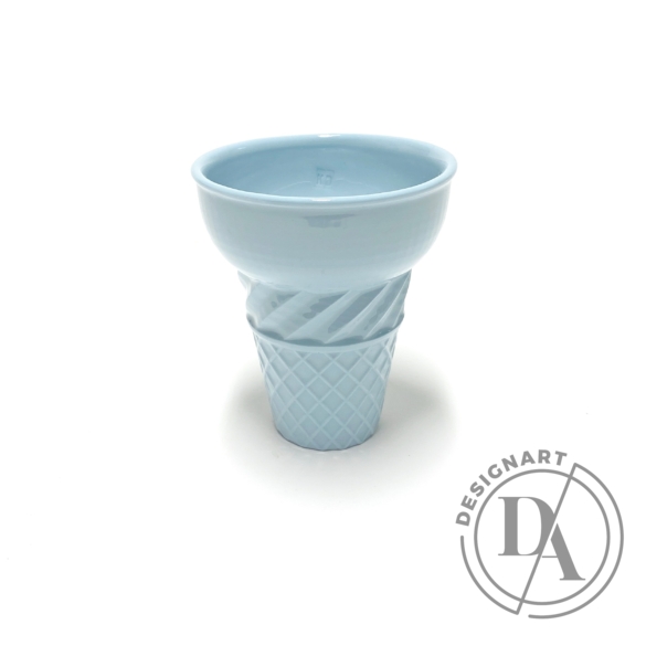 Knetik Dóra: Porcelán fagyitölcsér kék N1 / magasság 12cm