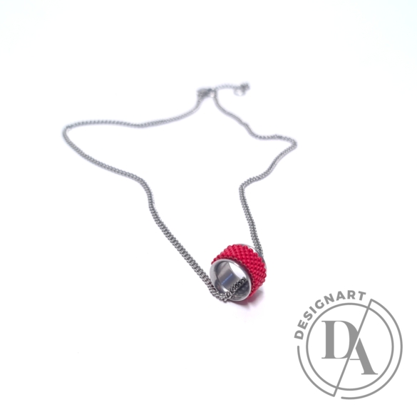 Myart: Piros karika-medálos üveggyöngy nyaklánc