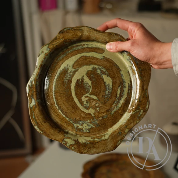 OHO CERAMICS: Fodros sötét    kerámia tál