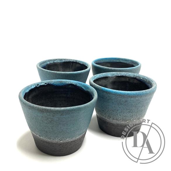 Pastel Ceramics:  Kék ködös készlet 4db / magasság 7cm, ø 8cm