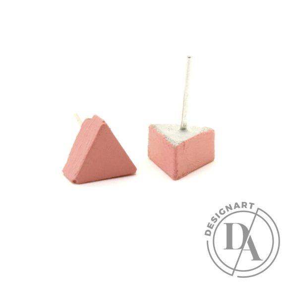 Rebelle: Kicsi háromszög beton fülbevaló / pink