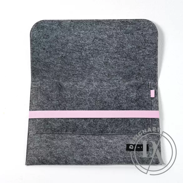 VIENTO: Sötétszürke filc laptoptáska rózsaszín pánttal / S méret